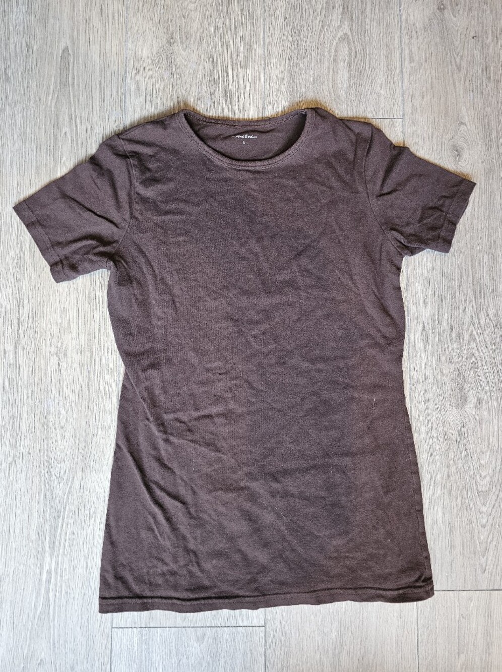 Modbod Women’s Brown Crewneck Short Sleeve Tee Long Torso